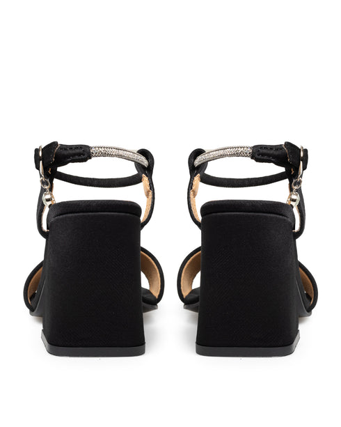 Zapatilla Negra Ankle Strap Brillos 9769